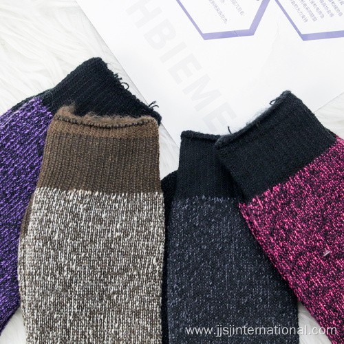 Solid color thickened fleece warm socks